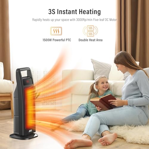 24-inch Portable Electric Heater with Remote and Safety Features