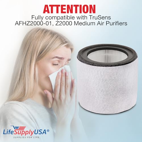 LifeSupplyUSA 3-in-1 HEPA Filter for TruSens AFHZ2000 Air Purifiers
