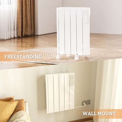 BREEZEHEAT 800W Panel Heater, Quiet & Led Touchscreen, Timer, Child Lock, White