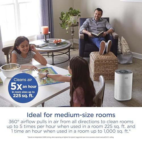 Clorox True HEPA Air Purifier for Home, Medium Rooms Up to 1,000 Sq Ft
