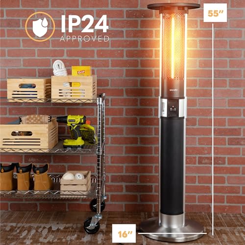 SereneLife 1500W Infrared Patio Heater with Remote, IP24 Approved