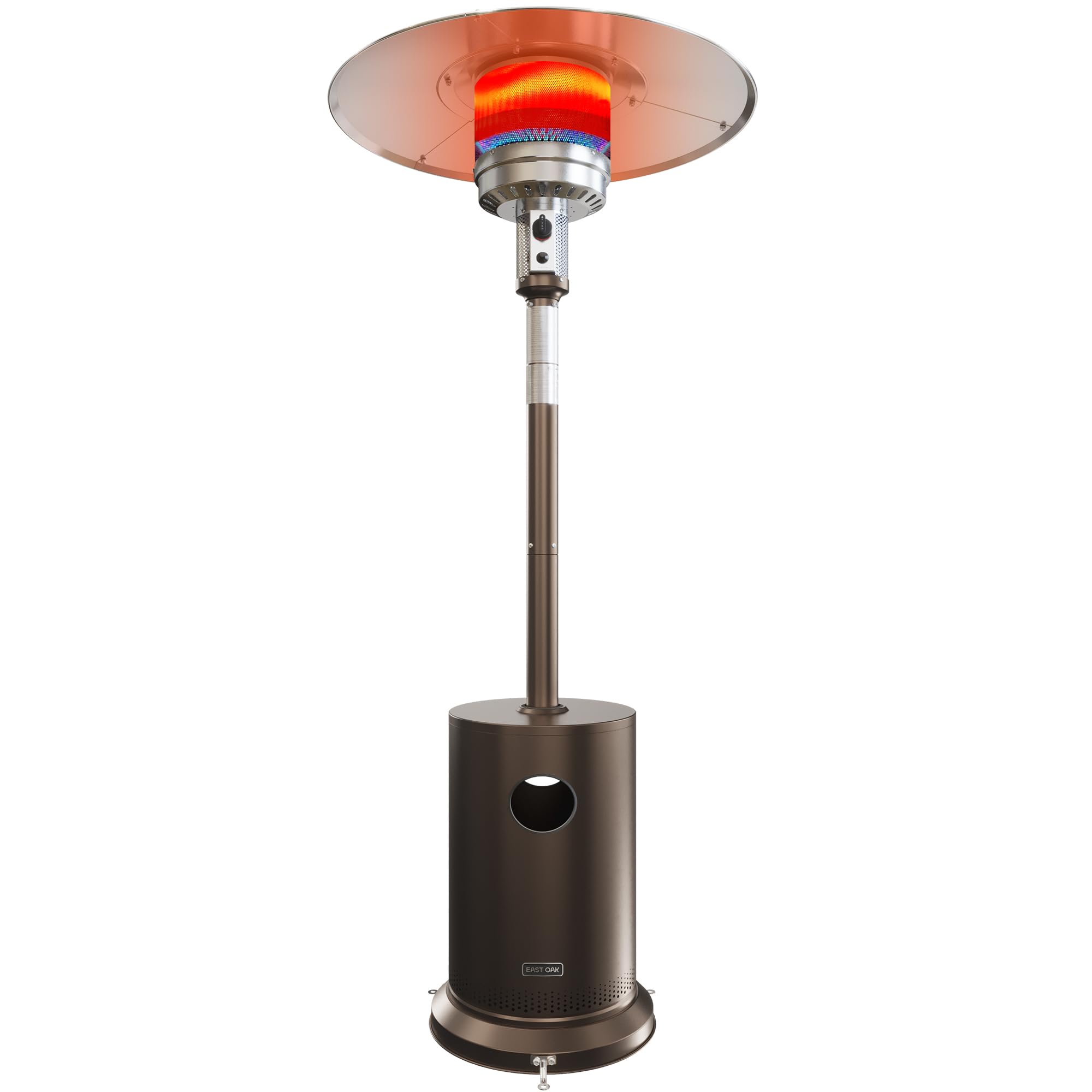 EAST OAK 50,000 BTU Round Patio Heater with Stainless Burner and Wheels, Bronze