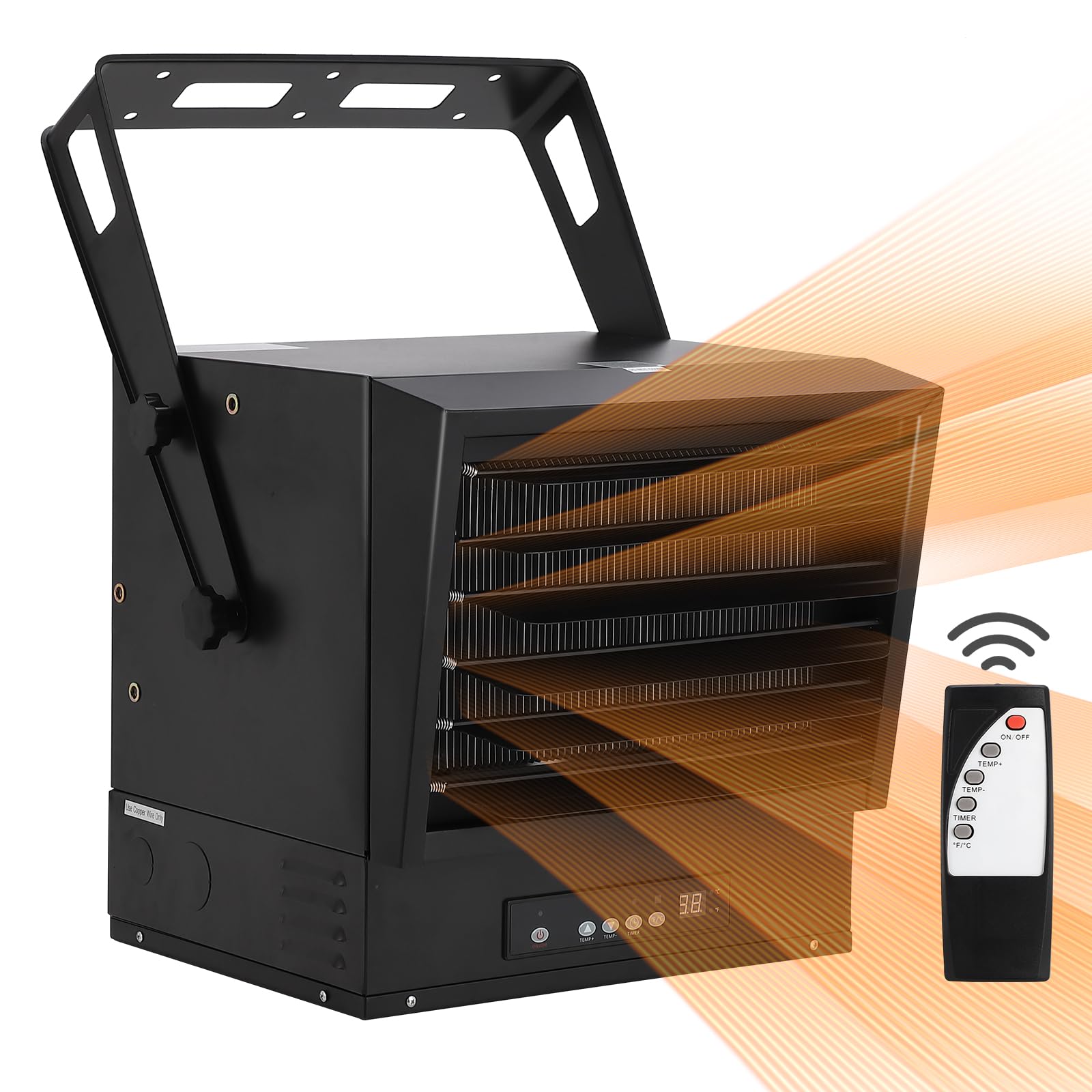 10000W ETL Listed Hardwired Digital Garage Heater with Remote Fan Forced Overheat Protection 12 Hour Timer