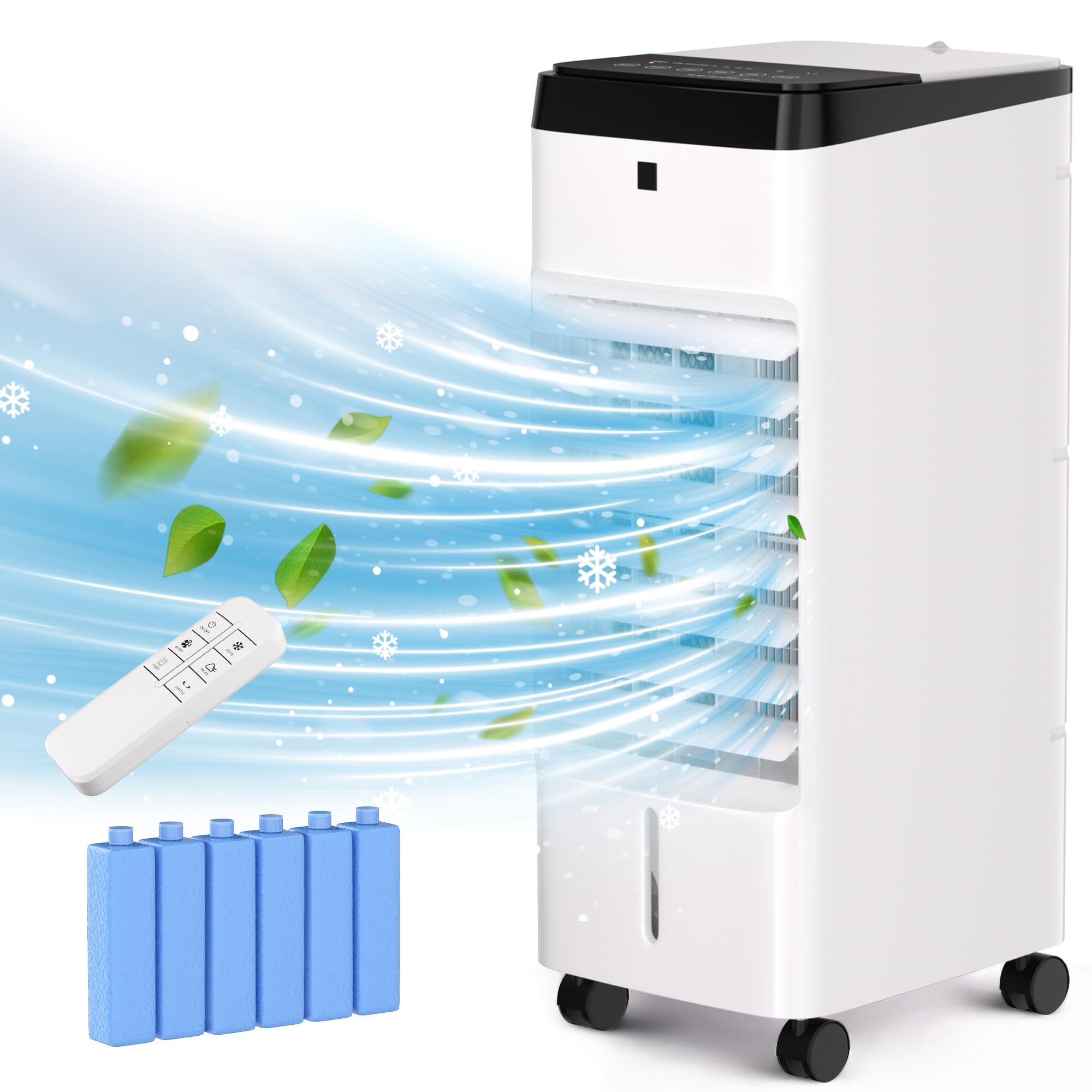 MEPTY Portable Windowless Swamp Cooler with 70° Oscillation and 6 Ice Box