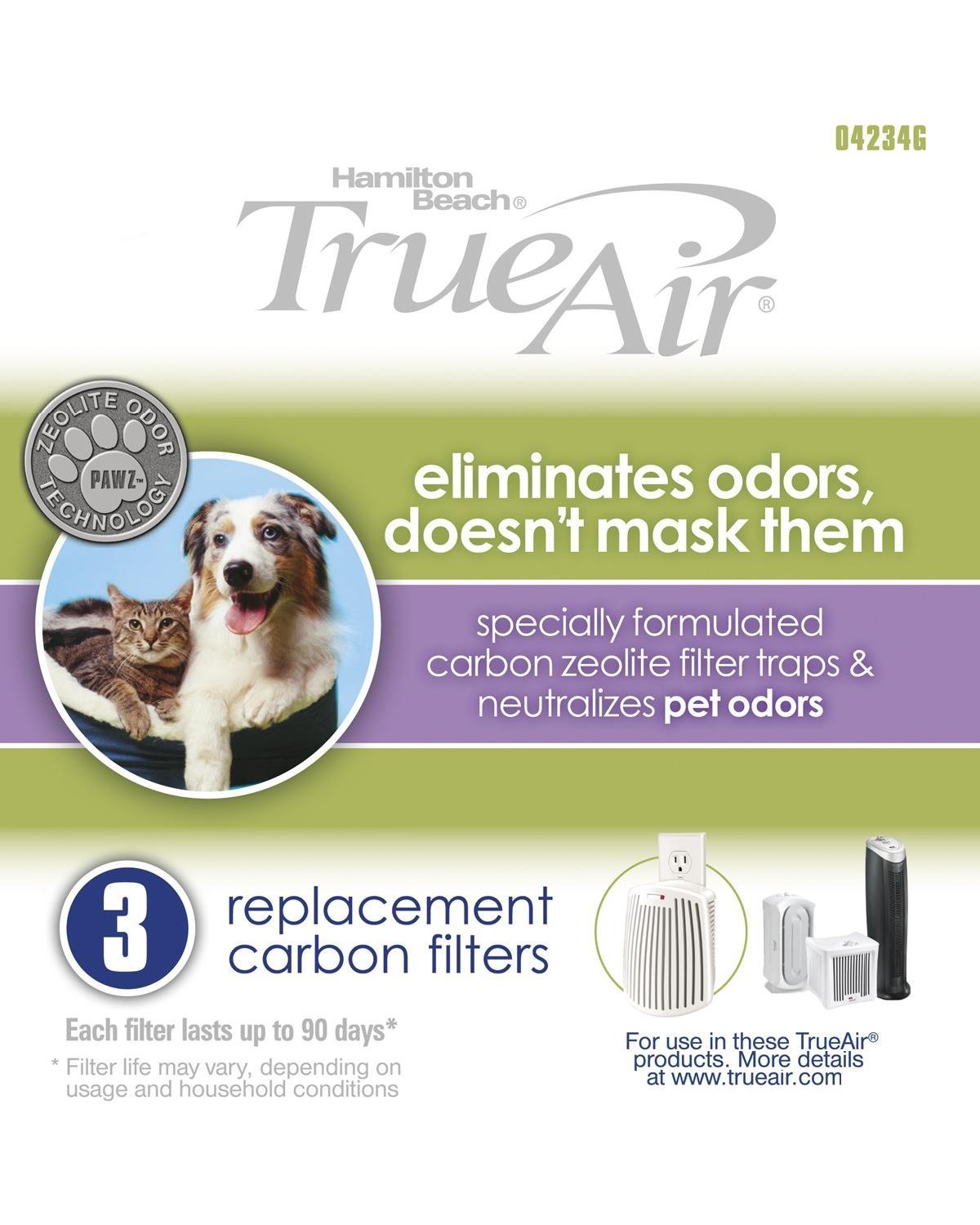 Hamilton Beach TrueAir 3-Pack Carbon Filter for Pet Odor Elimination